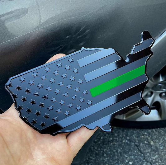 Car side fender rear trunk badge black and green American flag map for Chevrolet