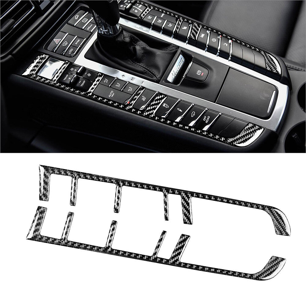 2x Carbon Fiber Interior Gear Shift Frame Cover Trim for Porsche Macan 2014-2019