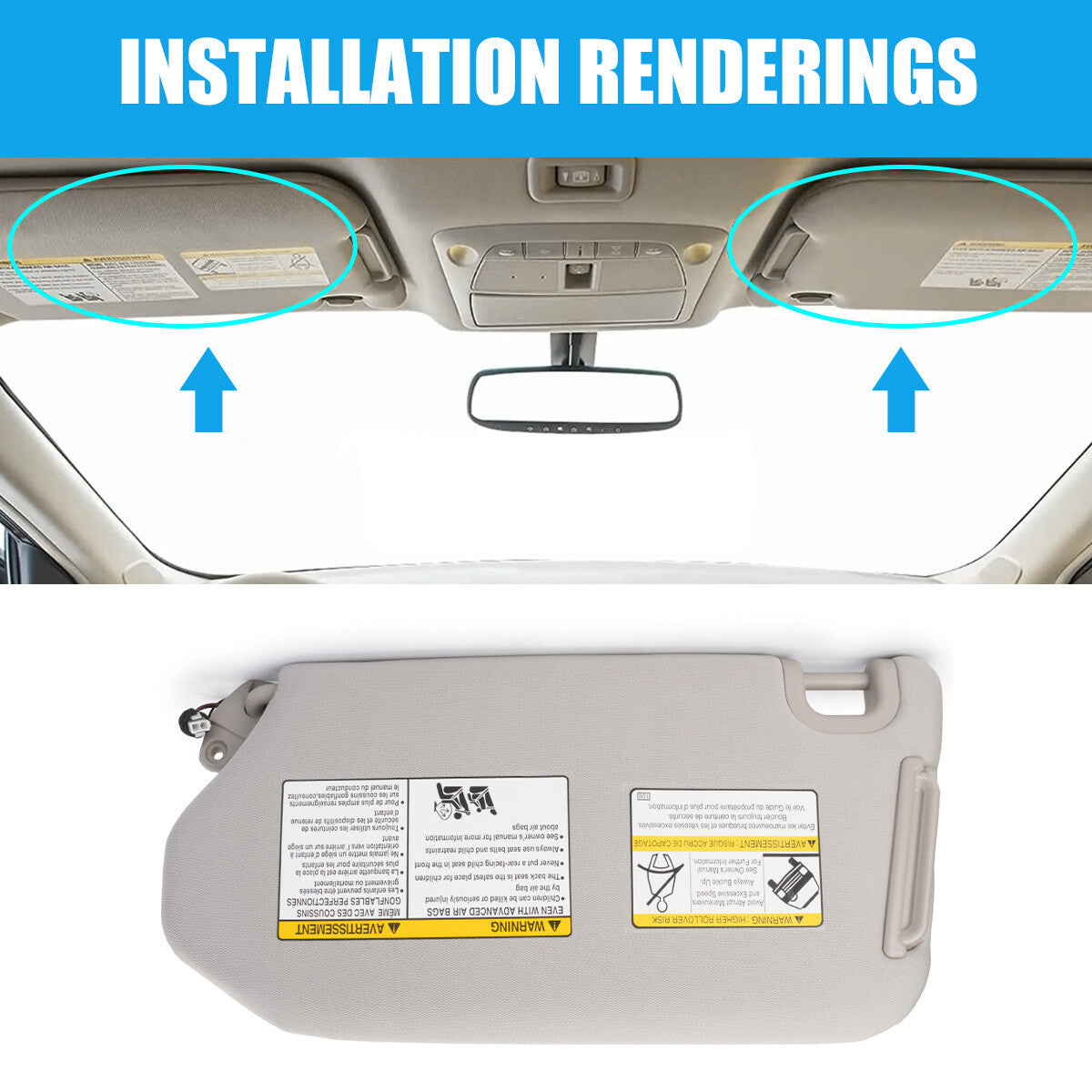 2PCS Left Right Sun Visor for INFINITI QX60 18 Perfection Plus 3.5L 96400-9PB0A