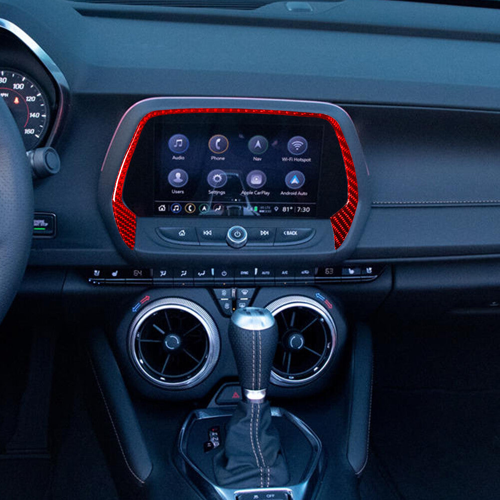 GPS Navigation Screen Panel Frame Cover Trim fit for Chevrolet Camaro 16-18 Red