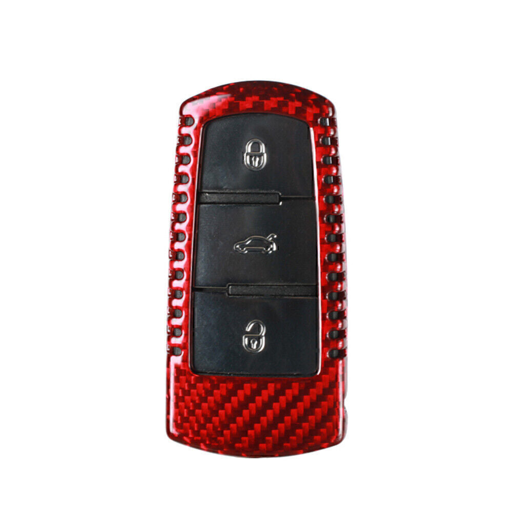 Carbon fiber car remote key shell protective cover for 2009-2012 for Volkswagen CC for Passat B6, red.