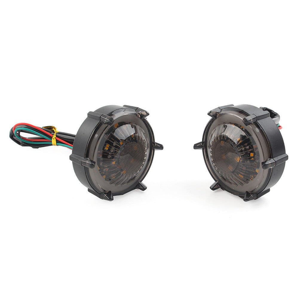 Pair DRL LED Flashers Turn Signal Warning Lights Rotating Flowing Universal Red