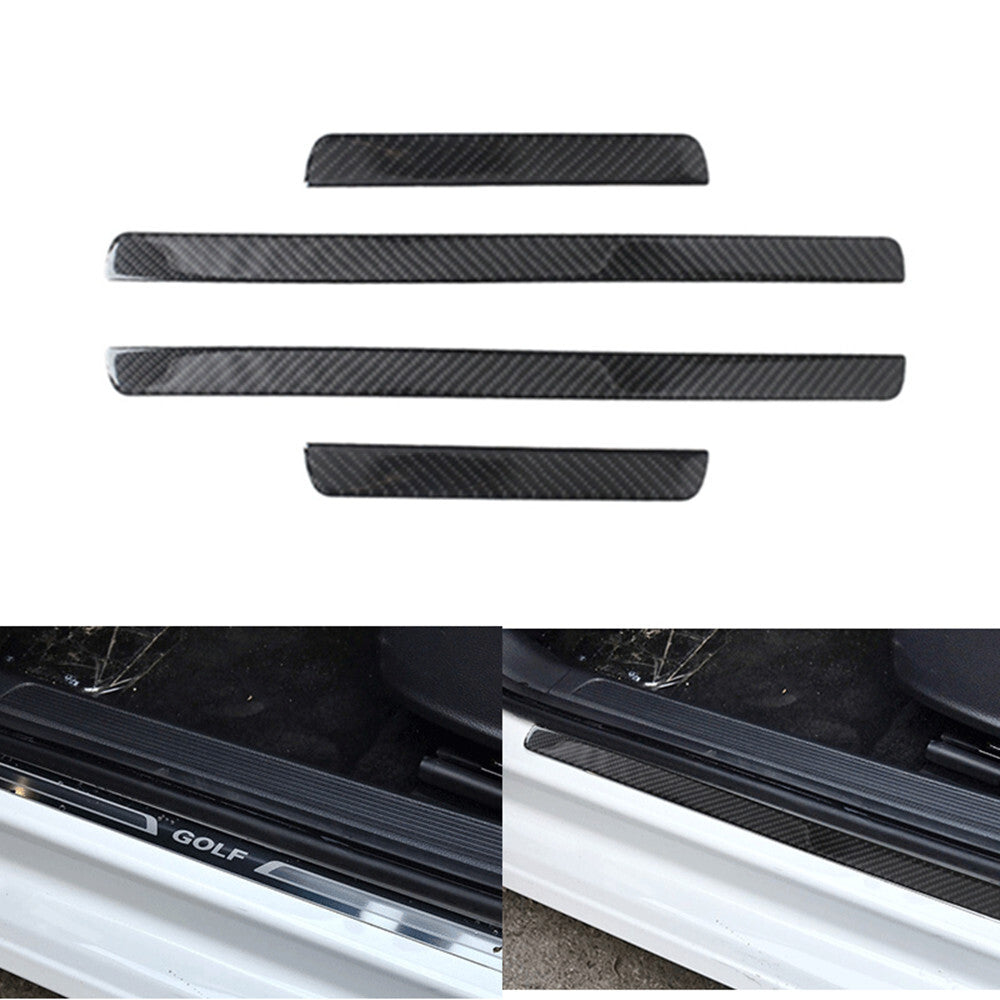 Carbon Fiber Door Sill Scuff Pedal Protect Cover Trim for VW for Golf MK7 2014-2019