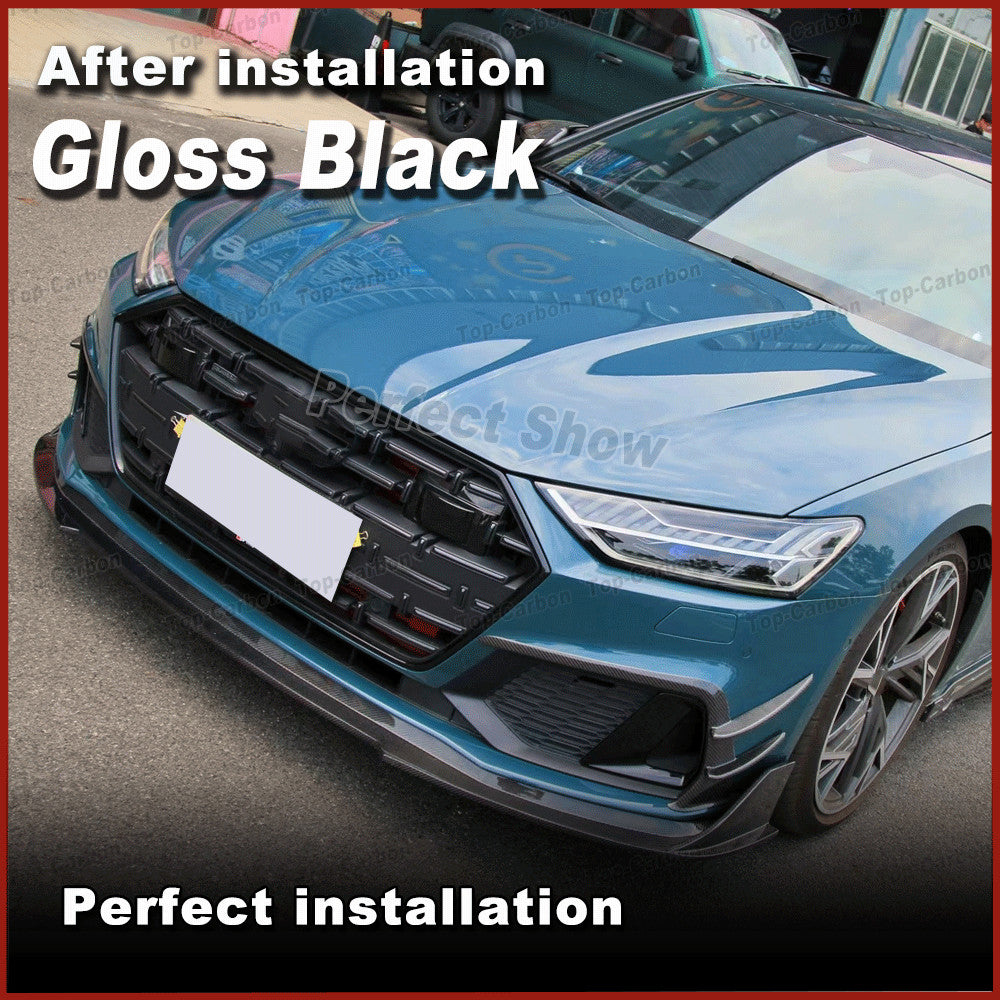 Fit for Audi A7-SLINE/S7 2019-2020 Gloss Black Front Bumper Lip Chin Spoiler