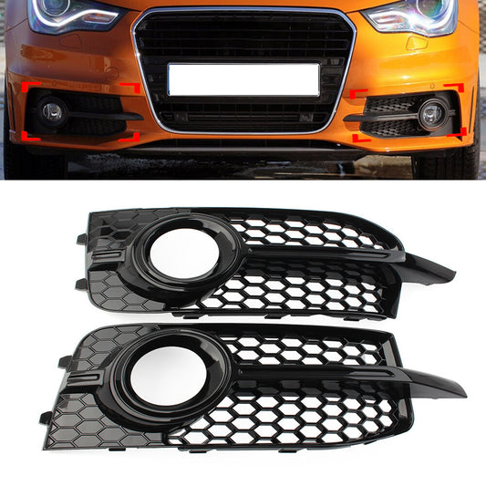 Pair Front Bumper Mesh Fog Light Grille Cover for Audi A1 8X S1 2010-2014