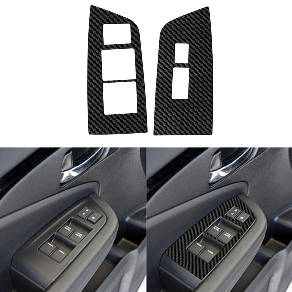 2X Carbon Fiber Front Door Switch Cover Trim for Honda Ridgeline Pilot 2017-2020