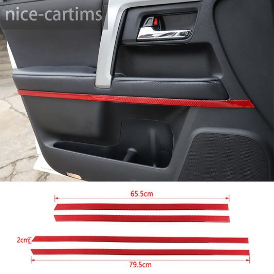 Red Carbon Fiber Interior Door Panel Decorative Cover For Toyot@ 4Runner 2010-23