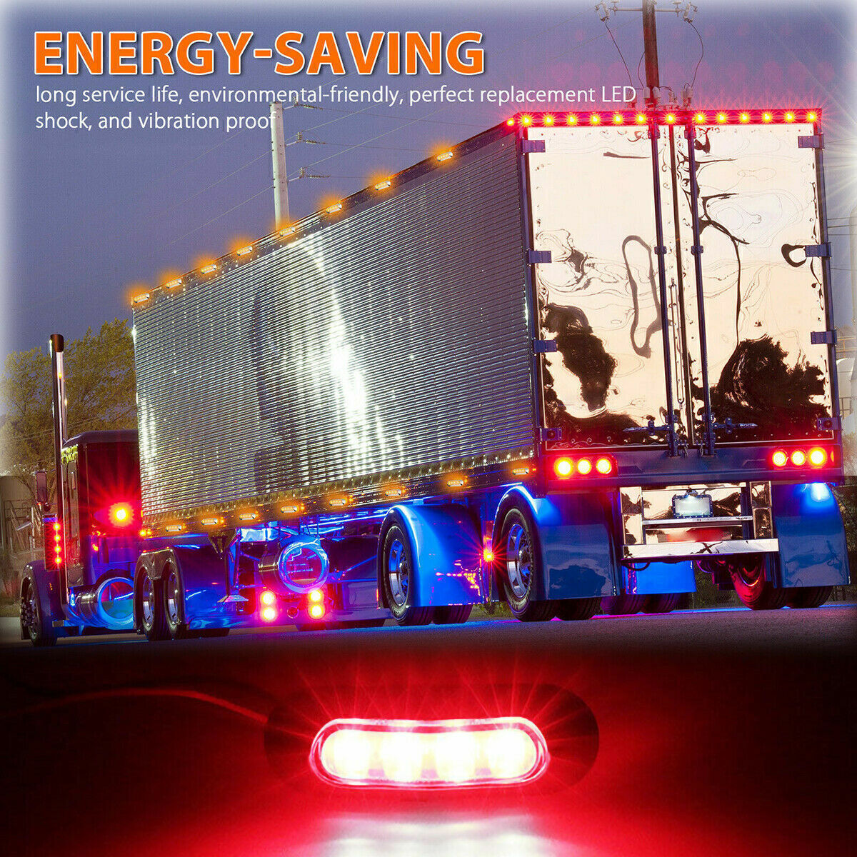 10x SMD 4-LED Red Side Marker Light Lamp Clearance Car Truck Trailer Chrome 12v