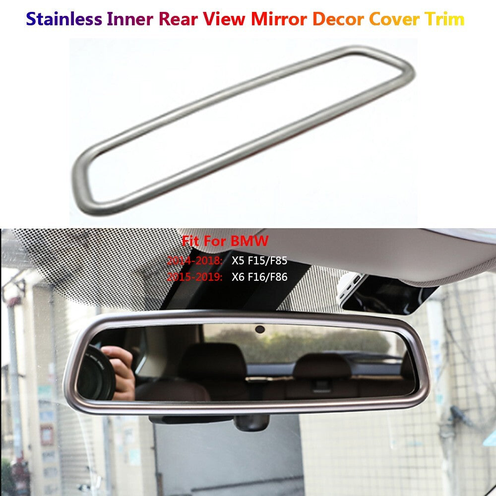 Stainless for BMW X5 X6 F15 F16 Car Interior Inner Rear View Mirror Cover Trim