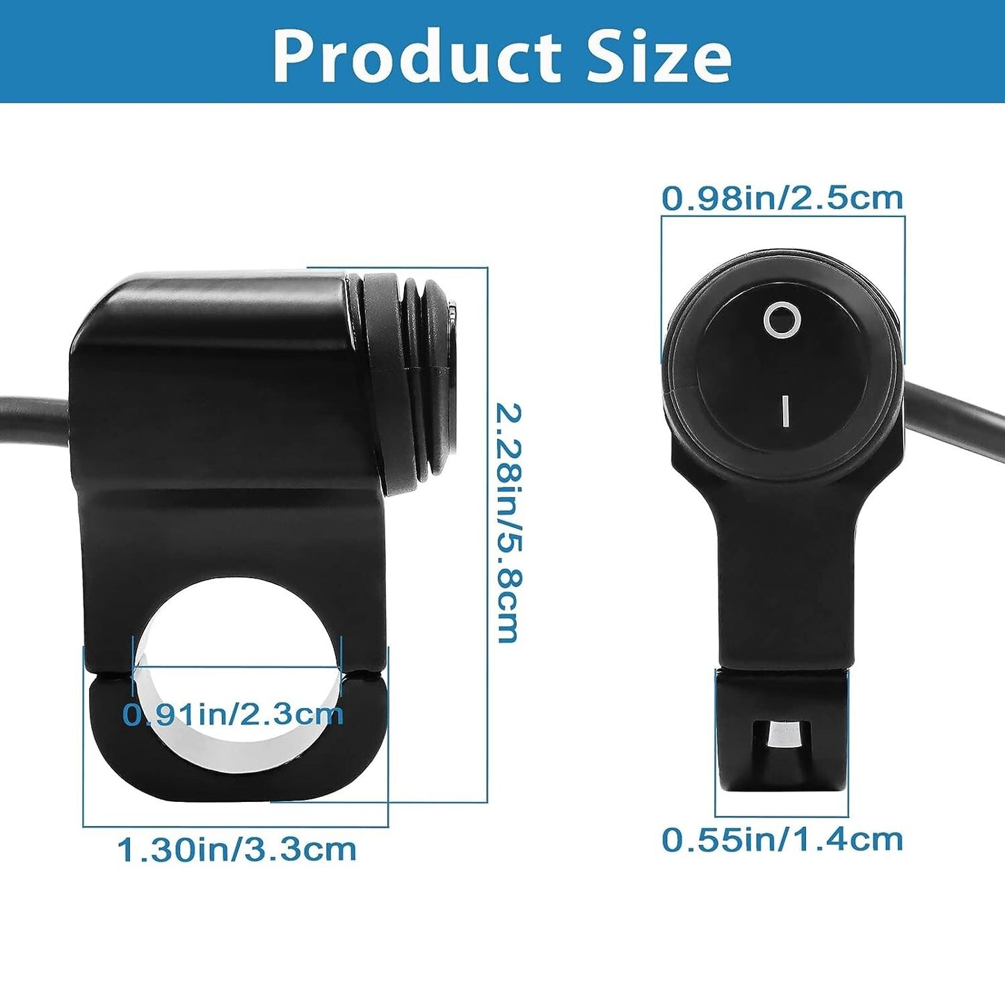 12V Motorcycle Headlight Switch for Honda for Yamaha for Suzuki Waterproof Switche Black