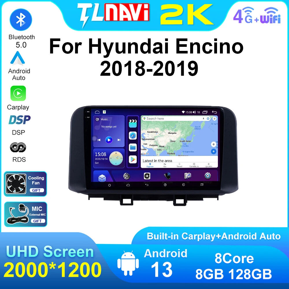 for Hyundai Encino Kona 2018-2019 CarPlay Car Radio GPS Multimedia Player Screen