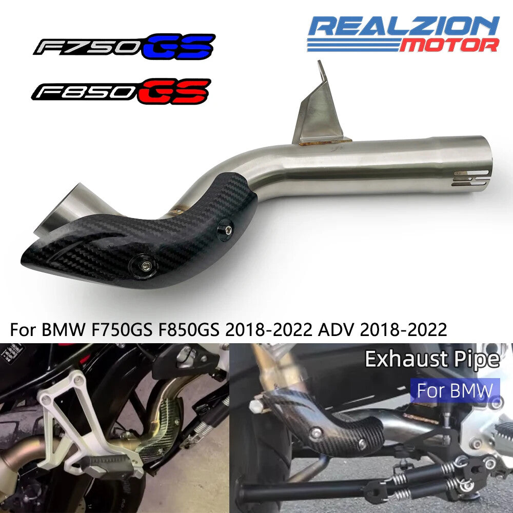 With Anti-Scald Cover Slip-On Link Middle Pipe for BMW F750GS F850GS ADV 2018-22