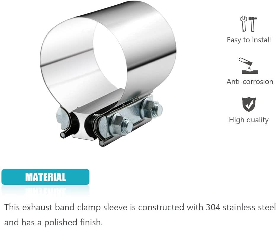 2.5-inch exhaust coupling with jacket, exhaust muffler pipe clamp