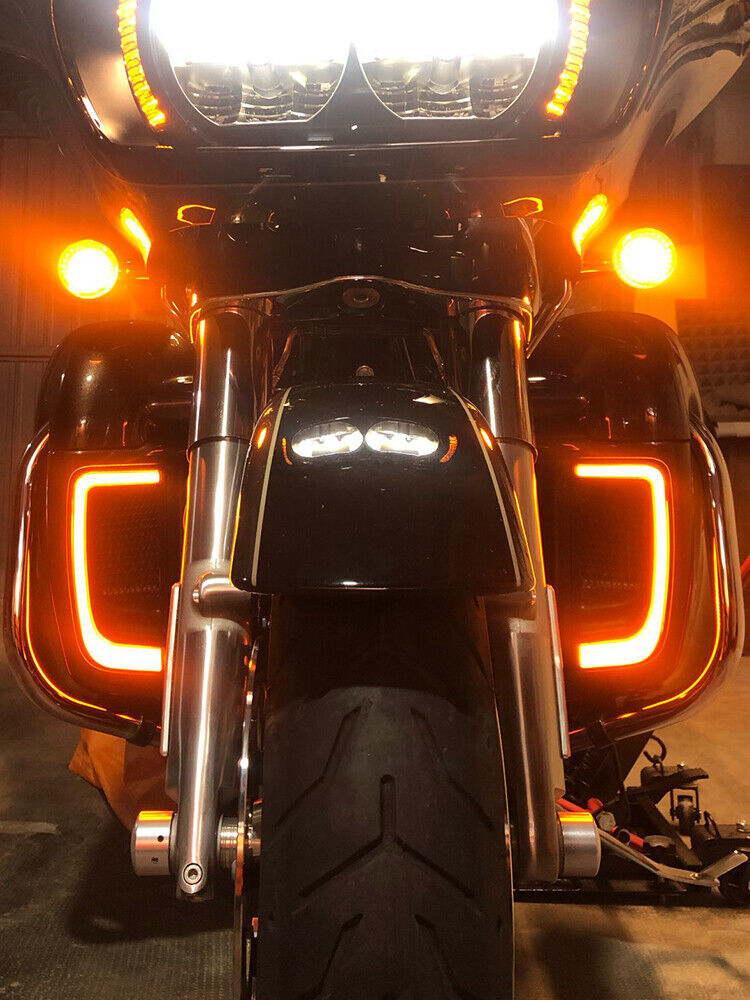 Black Fairing Lower Grills Turn Signal Lights for Harley Road Electra Glides 14+