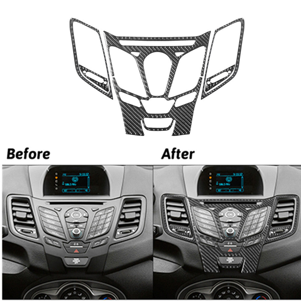 5Pcs Carbon Fiber Interior Radio Console Cover Trim for Ford Fiesta 2011-2015