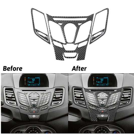 5Pcs Carbon Fiber Interior Radio Console Cover Trim for Ford Fiesta 2011-2015