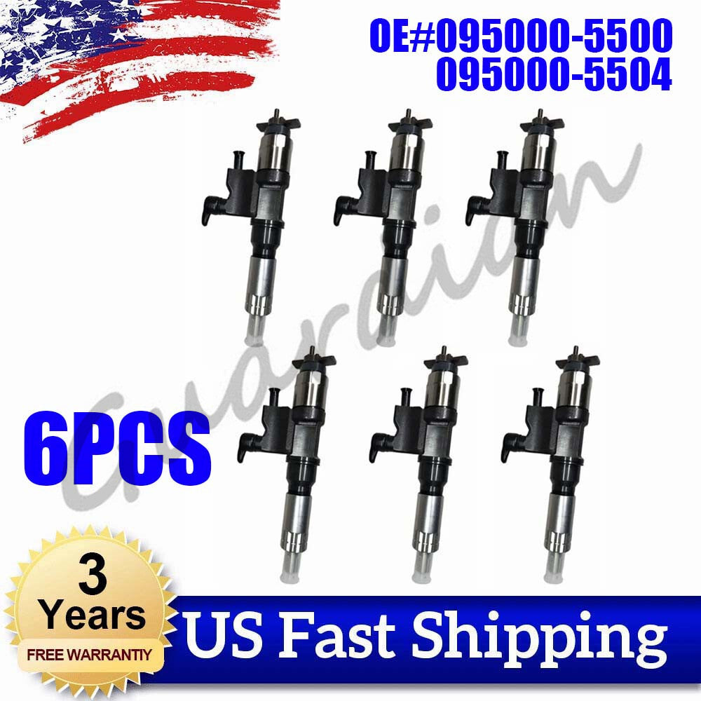 6-pack 095000-5504 common rail injectors for Isuzu 4HL1 and 6HL1 engines.