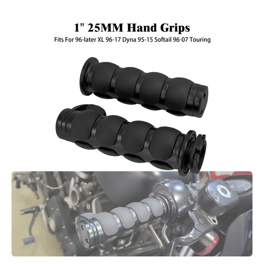 Black 1 Motorcycle Non-Slip Rubber Hand Grips for Harley for Honda for Yamaha for Kawasaki