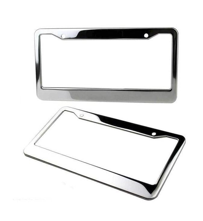 2-piece car license plate frame cover cap rear boot chrome plating for Mitsubishi