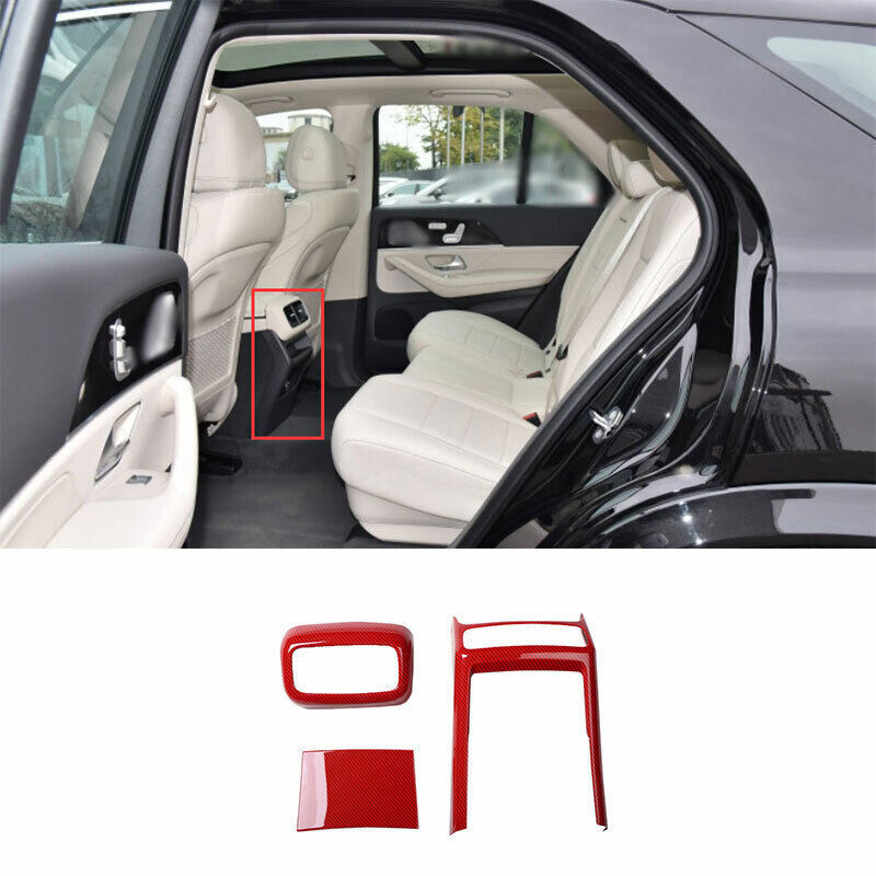 for Mercedes-Benz GLE 20-23 Red Carbon Fiber Back Row Air Outlet Vent Cover Trim