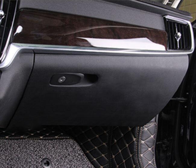 Black Leather for Co -pilot Anti-kick Decor Panel Pad for Volvo S90 2017-2022 1PCS