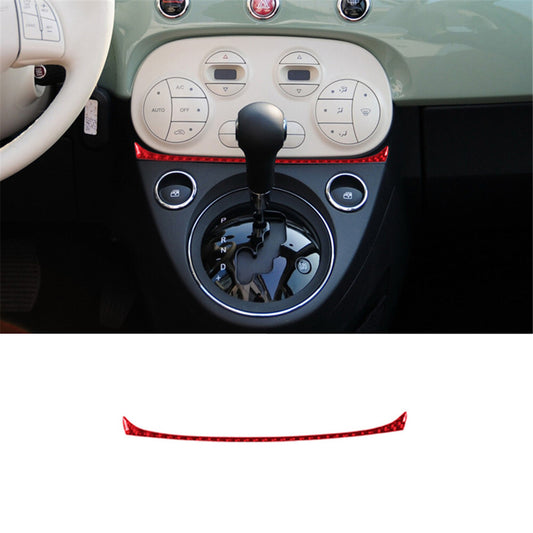 Red carbon fiber interior over transmission accent trim for 2012-2015 for Fiat 500