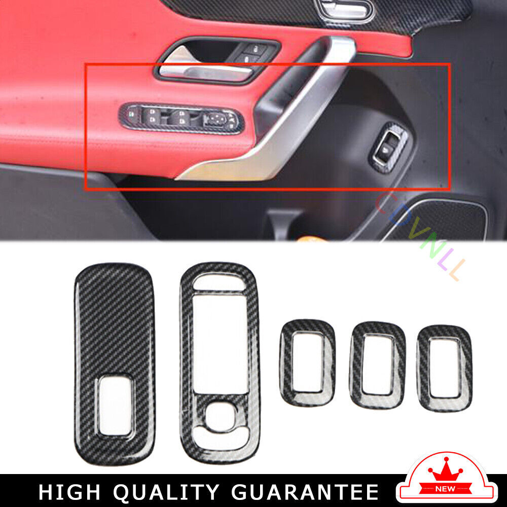 Glass Window Lifting Lock Panel Trim for Mercedes-Benz AMG35 19-21 Carbon Fiber