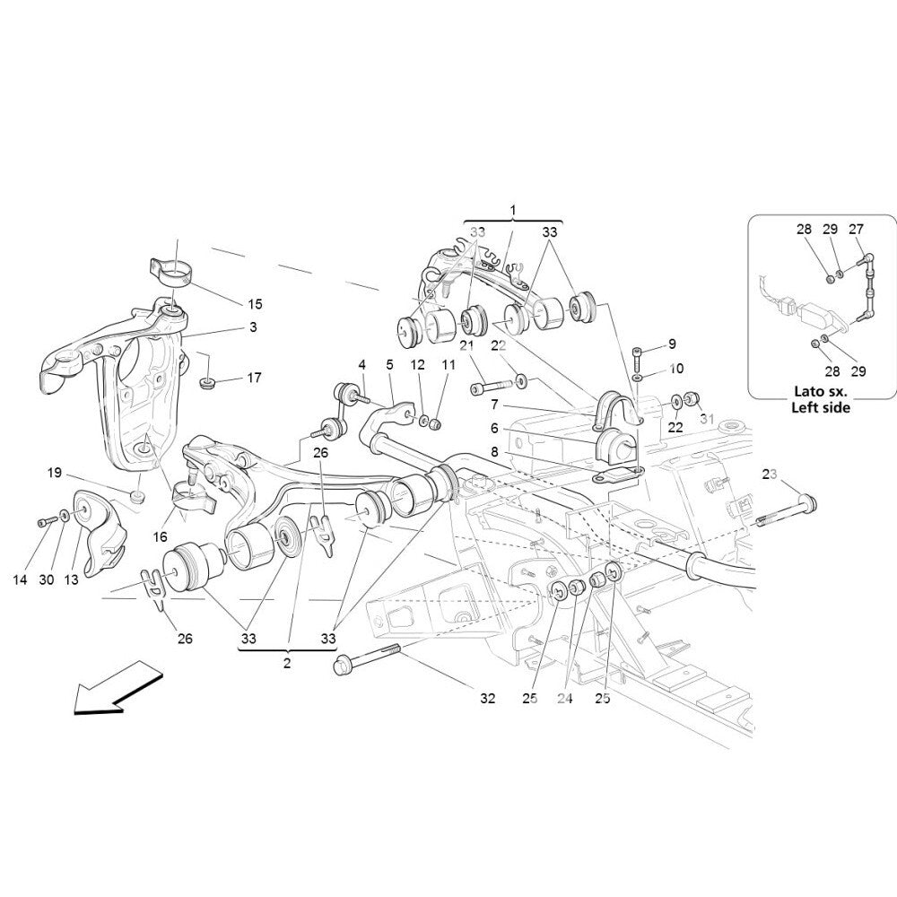 for Maserati Quattroporte GT GC, front left lower control arm. equipment manufacturer: 980139894