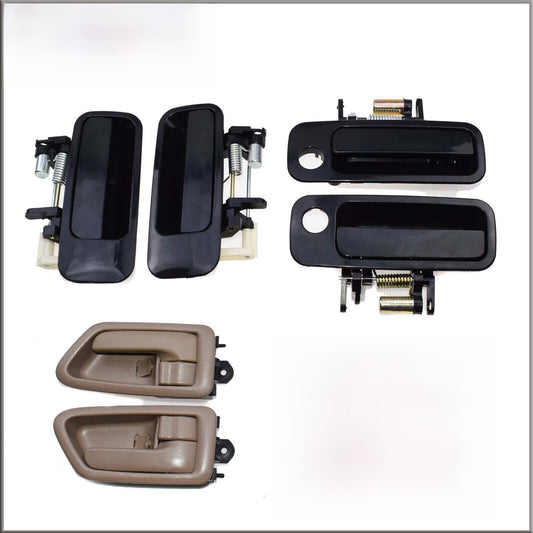 for Toyota for Camry 97-01 4x Beige Inside 4x Black Outside Door Handle Front Rear