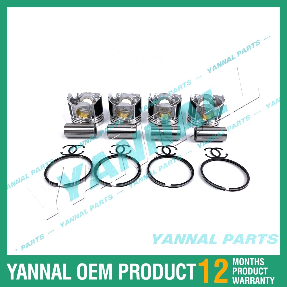 4-piece piston with piston rings + 0.5 mm for Kubota V2202 engine (oversized)