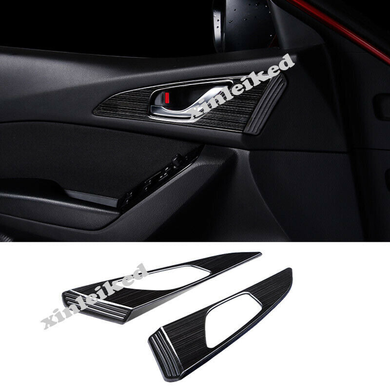 2X Black titanium Inner Door Handle Bowl Trim Cover for Mazda 3 Axela 2017-2018