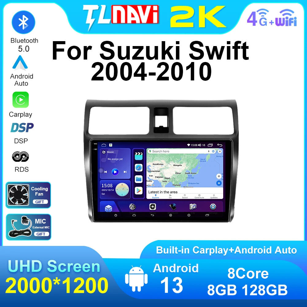 Car Radio for Suzuki for Swift 2004-2010 Stereo GPS CarPlay Multimedia Player Screen