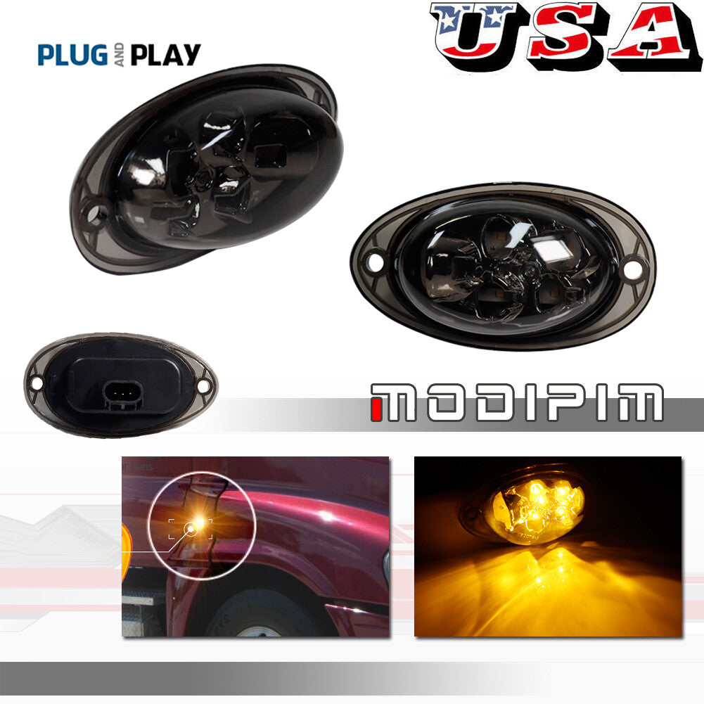 Two amber LED cab-side marker turn signals for the for Freightliner Cascadia 2008 - 17