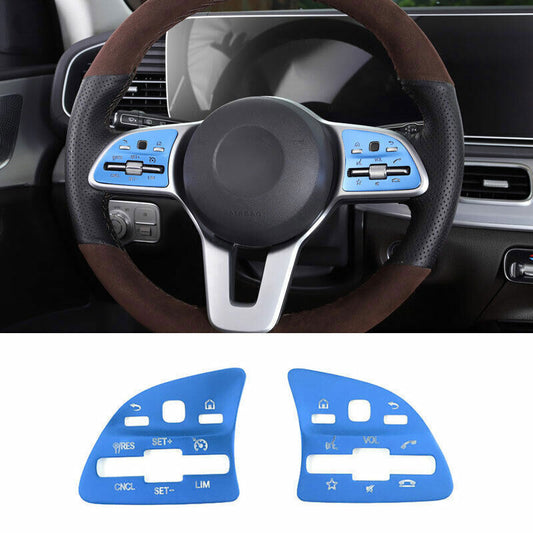 for Benz GLE GLS 2020-2023 Blue Aluminum Inner Steering Wheel Switch Cover Trim