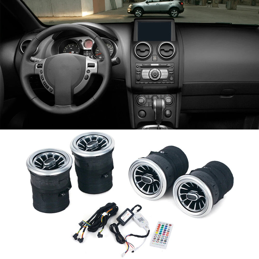 Front AC Air Condition LED Turbo Vent Outlet Trim for Nissan Qashqai 2007-2013
