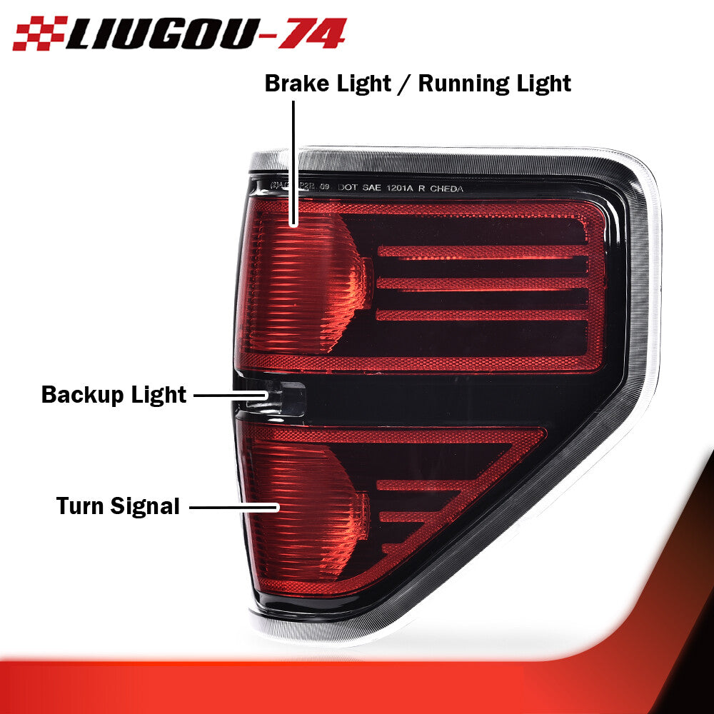Suitable for 09-14 for Ford F-150 pickup truck, rear taillight and brake light assembly, black.
