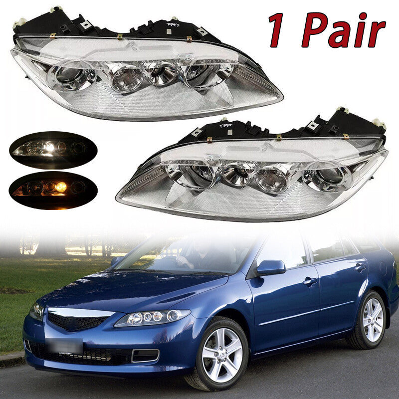 2Pcs Headlight Headlamp Halogen for Mazda 6 GG For Atenza GG 2002-2015 White