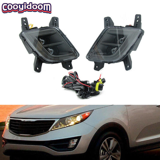 for Kia Sportage 2011-15 LED Front Daytime Running Lights DRL Fog Lamps LHRH
