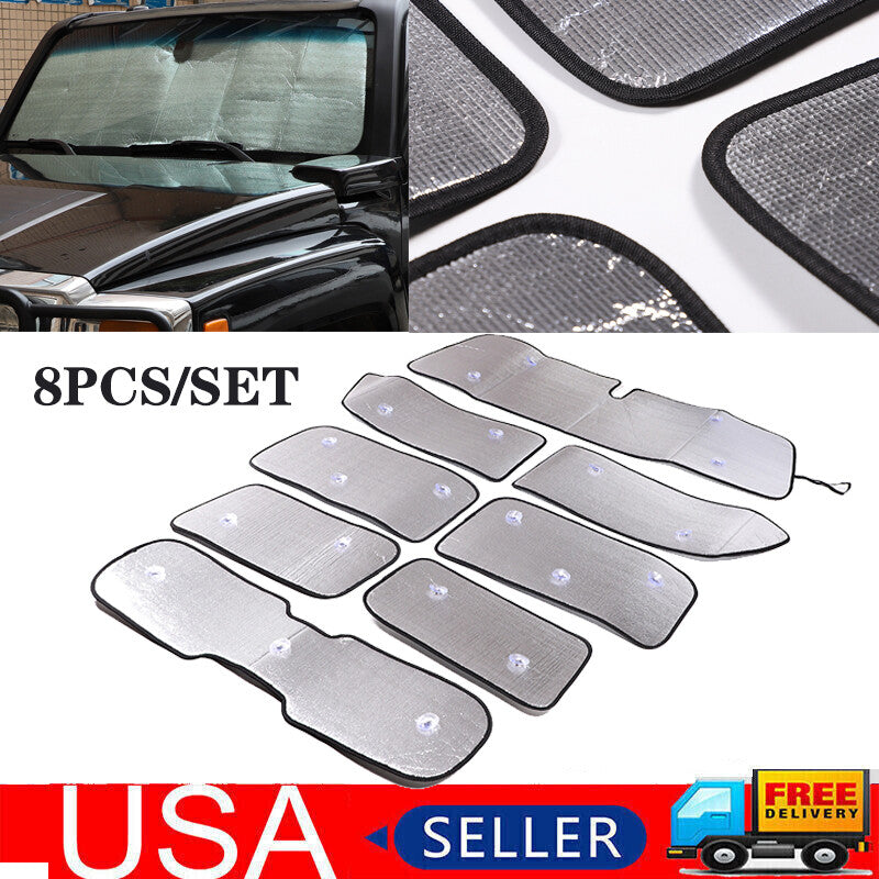 8-piece set of car window sun visors with complete UV protection suitable for Hummer H3 (2005-2009)