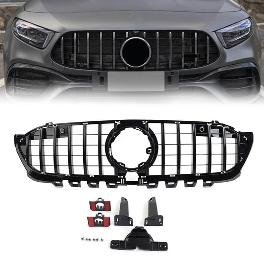 GTR Style Front Bumper Hood Radiator Grille for Benz A Class 2019-2023