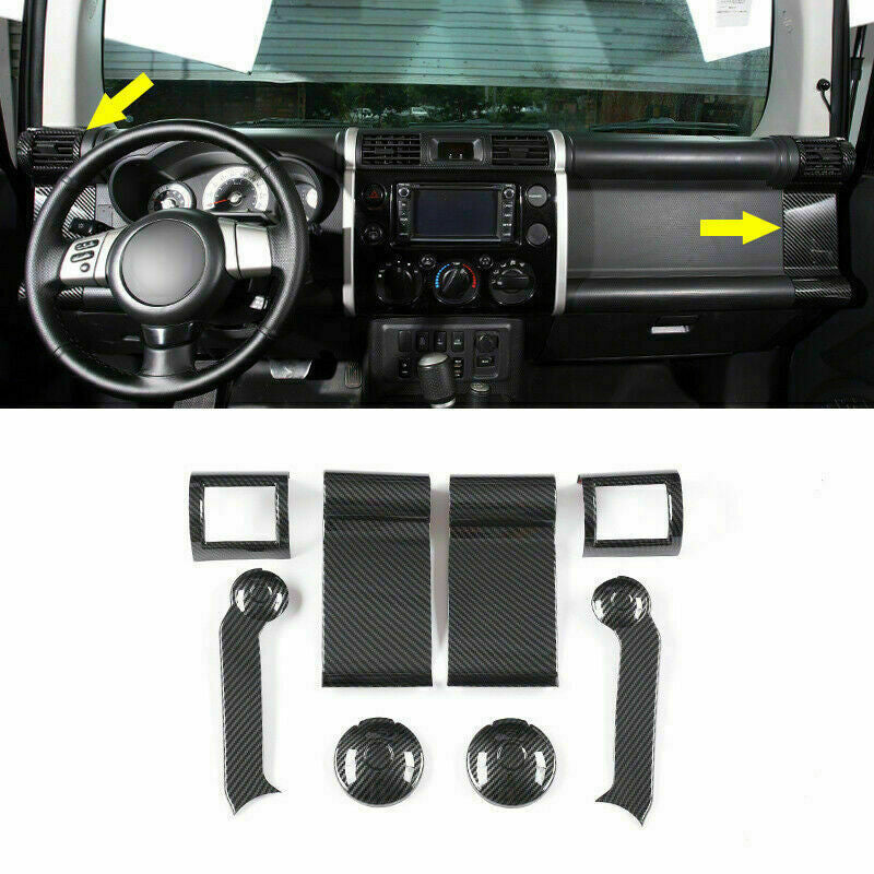 8P for Toyota FJ Cruiser 2007-2017 Carbon Fiber Console LR Air Outlet Vent Trim