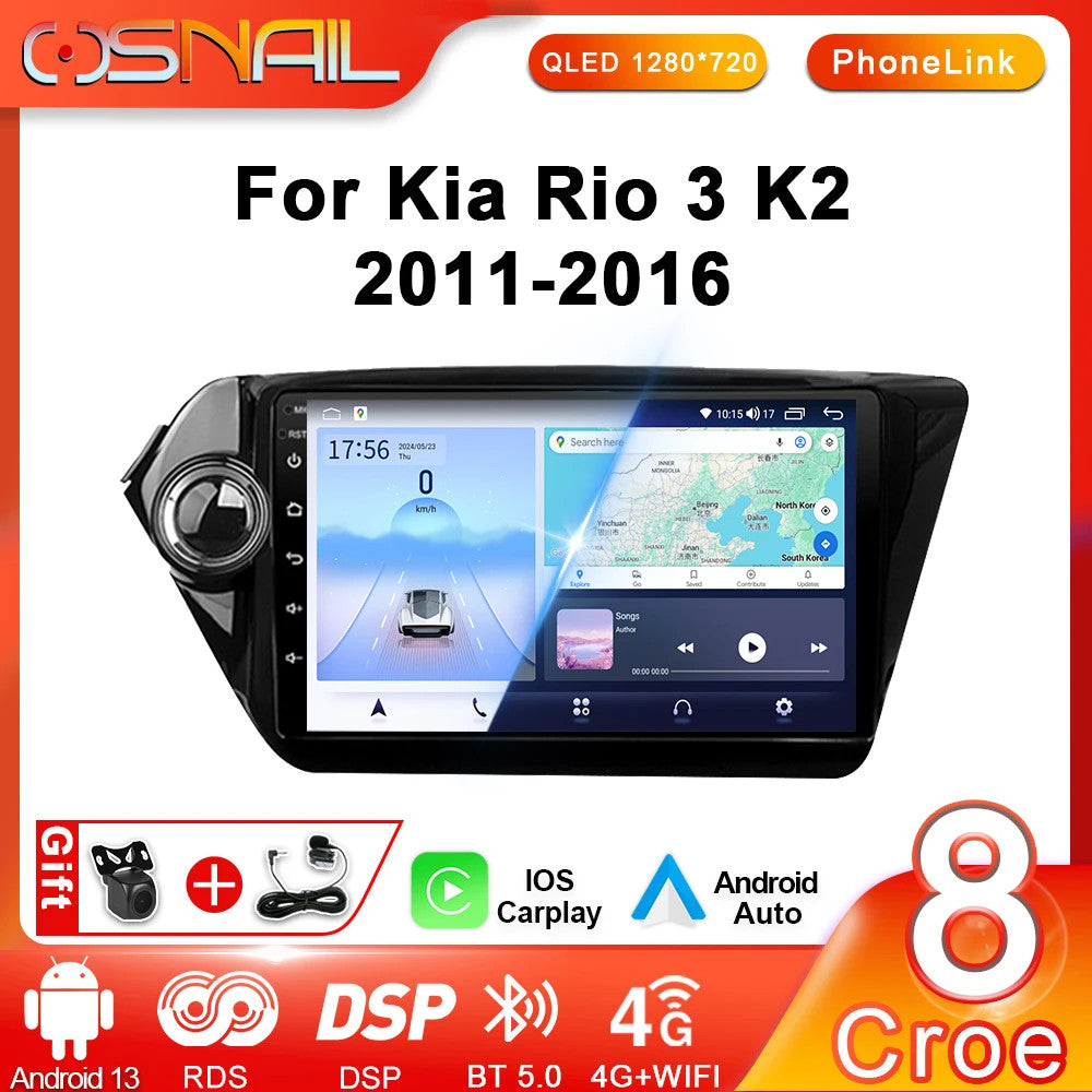 for Kia K2 RIO 3 2011-2016 Android Car Radio CarPlay Multimedia Video Player GPS