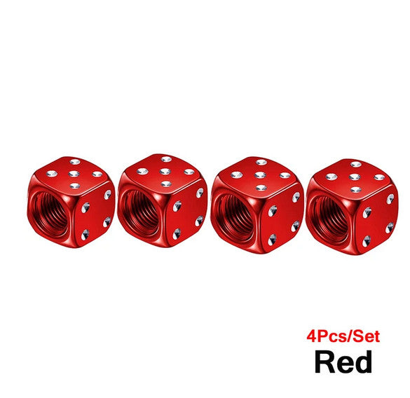 4-piece car tire valve cover rod air dust cover dice, red, suitable for VW .