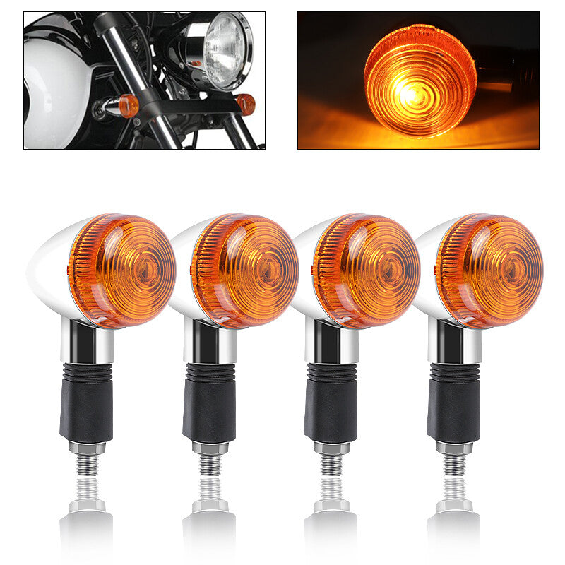 4pcs Motorcycle Bullet Brake Blinker Turn Signal Light Chrome Lamp Universal