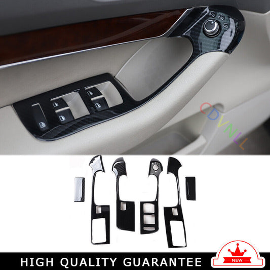 Car Glass Window Lifting Lock Panel Trim 6PCS for Audi A6L 05-2011 Carbon Fiber