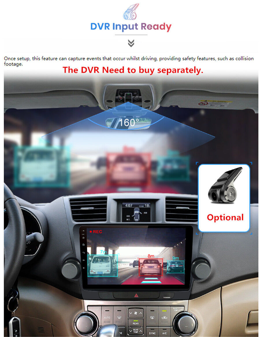 10.1 Android 9.1 2+32GB Stereo Radio GPS Nav Player for Toyota Highlander 08-13