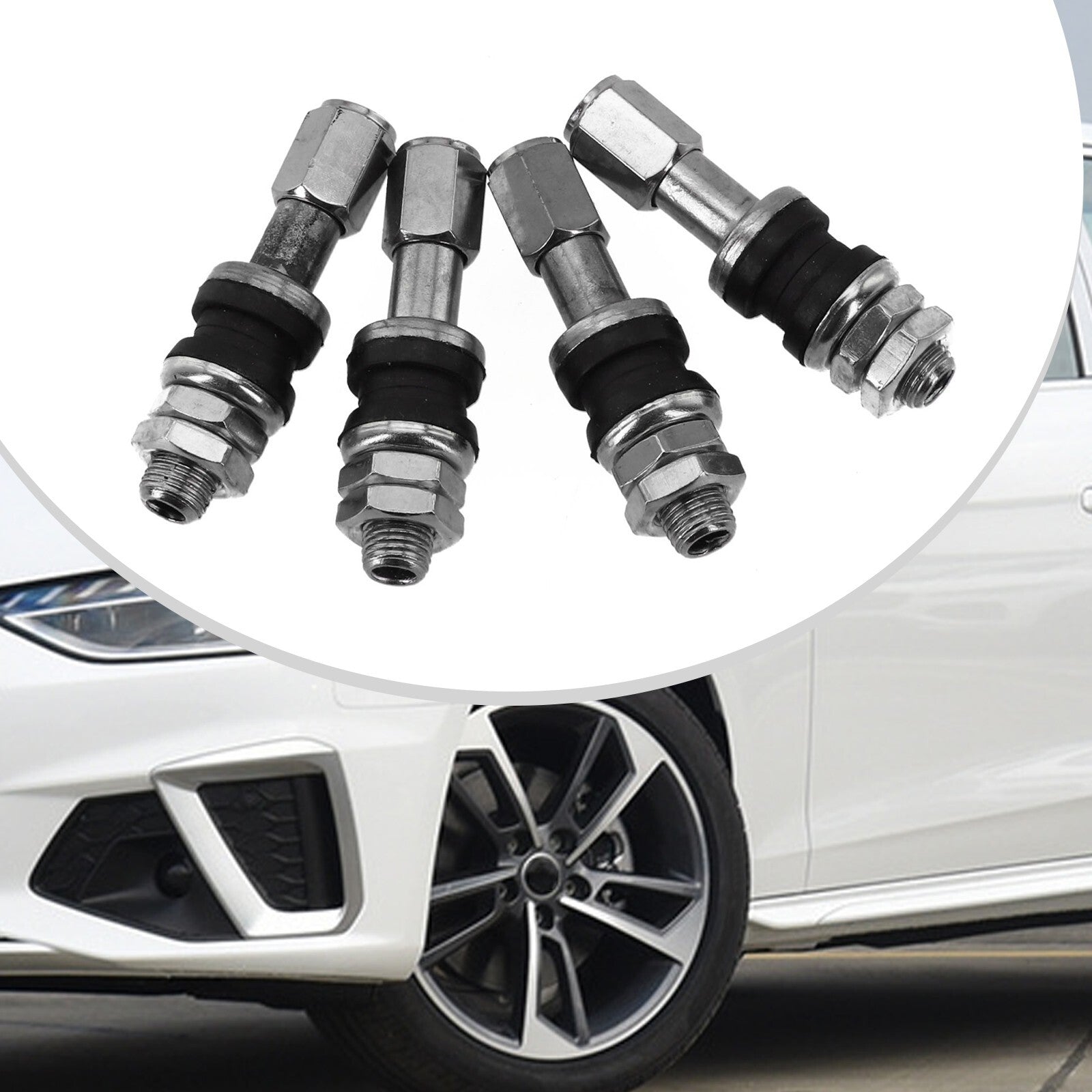 High Pressure Flush Chrome Metal Tire Valve Stems for Car Truck Set of 4