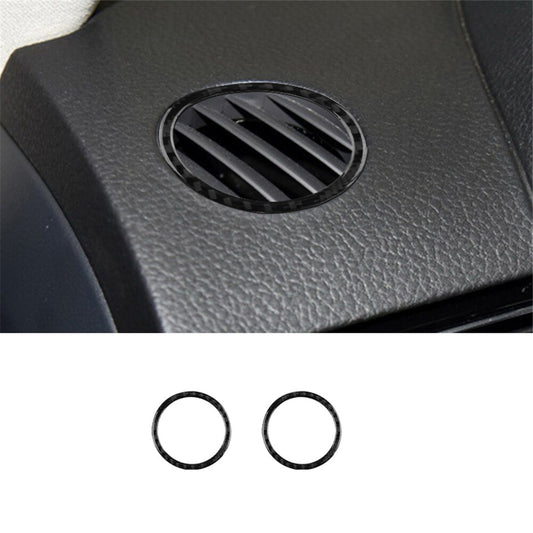 2Pcs Dashboard Air Vent Ring Trim Cover Carbon Fiber for VW Touareg 2011-2018