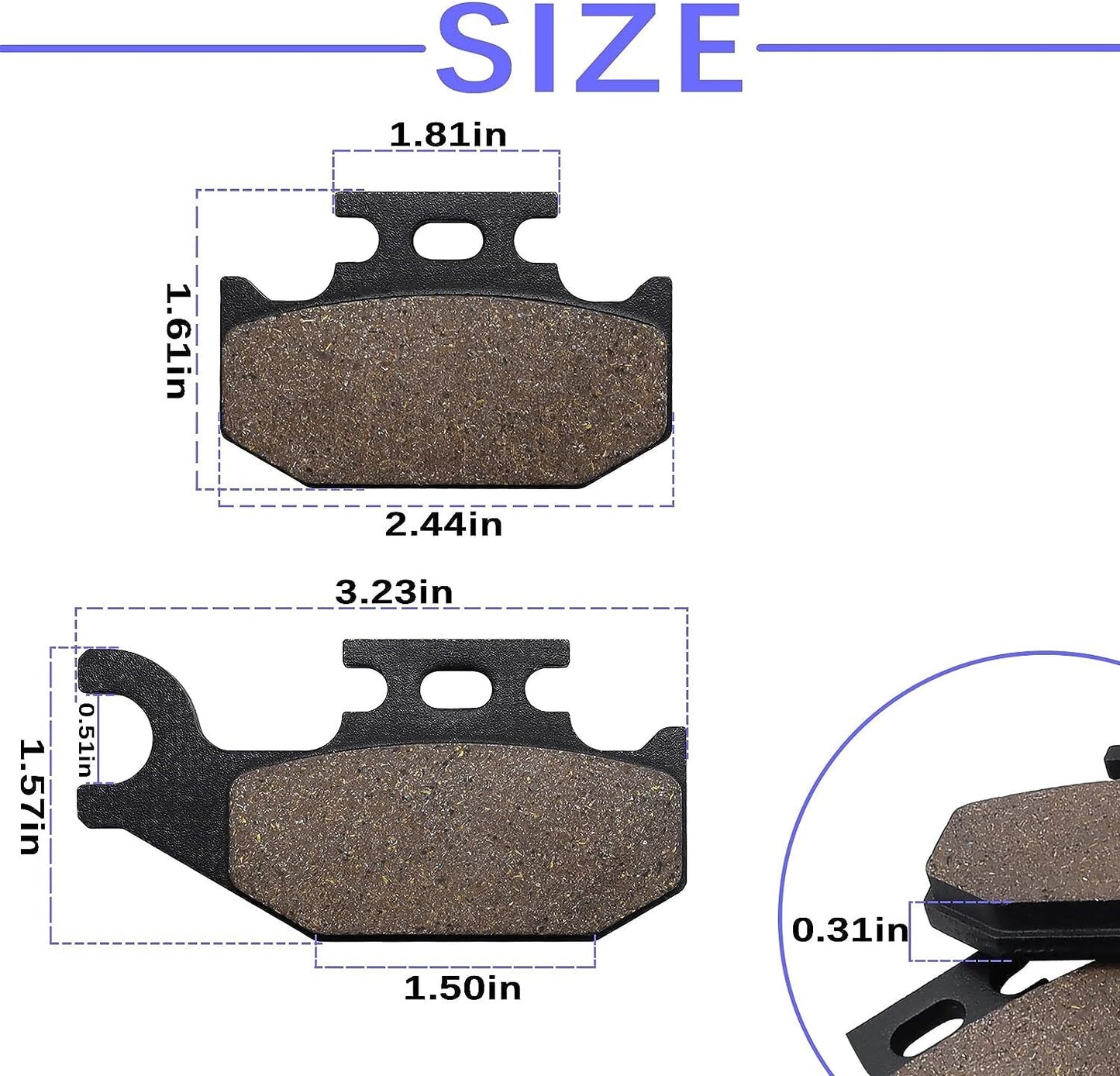 Front and Rear Brake Pads for Bombardier Outlander 400 Max HO 2003-2006