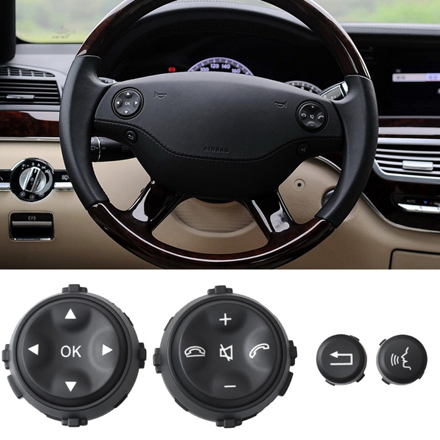 fit for Mercedes-Benz W221 S 2006-2009 Steering Wheel Switch Button Kit NEW